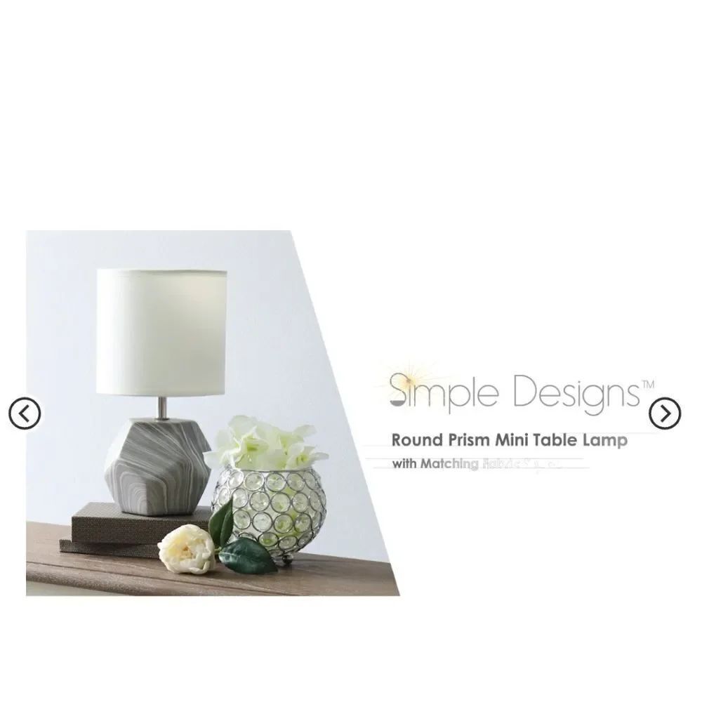 🆕🛋️Round Prism Mini Table Lamp Gray And White Geometric